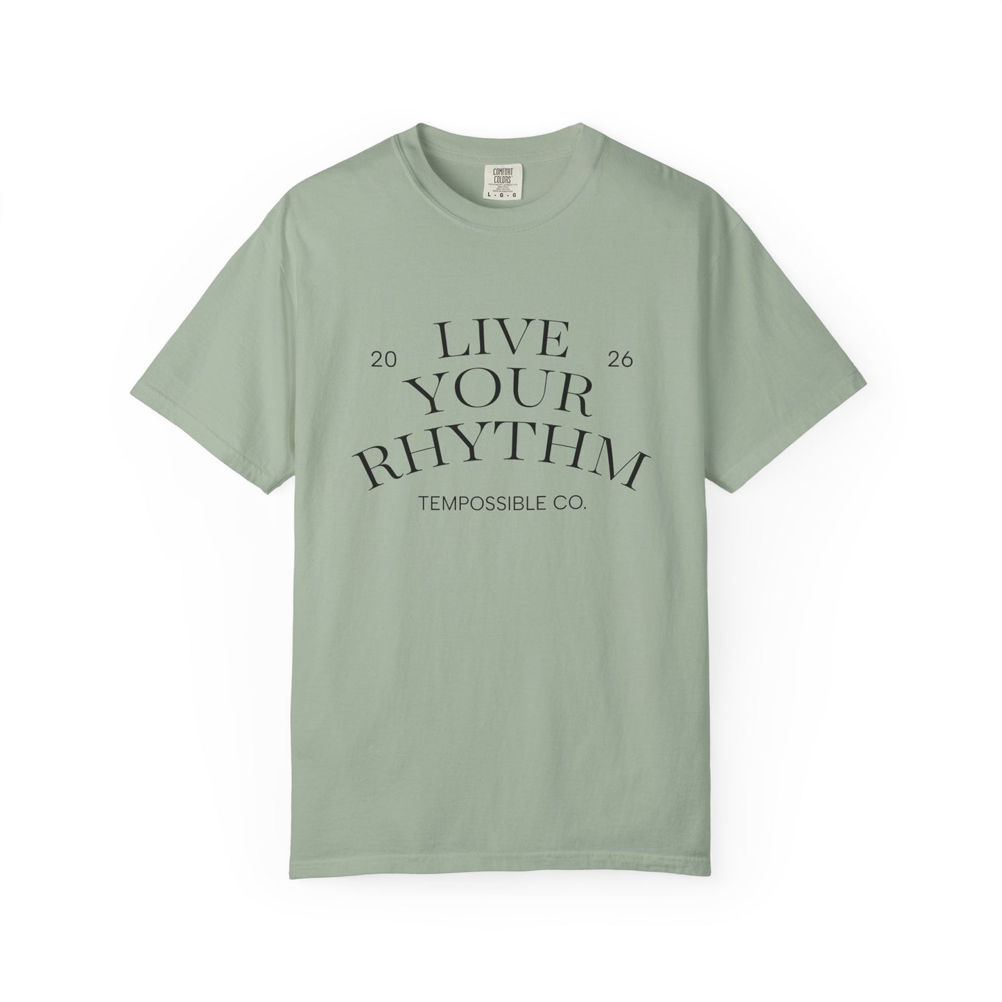 Live Your Rhythm T‑Shirt — Graphic Tee with Metronome Back Accent