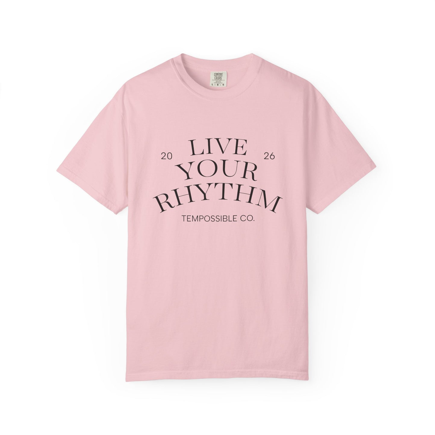 Live Your Rhythm T‑Shirt — Graphic Tee with Metronome Back Accent