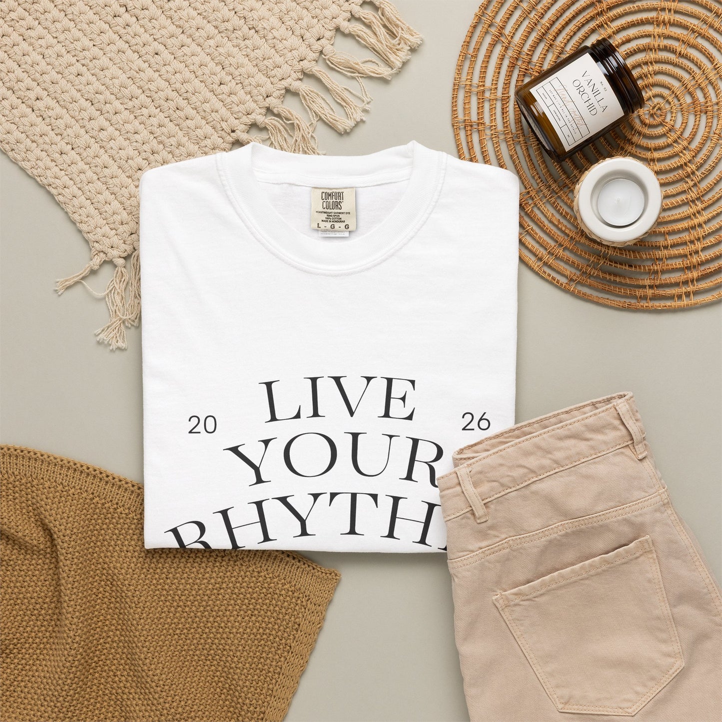 Live Your Rhythm T‑Shirt — Graphic Tee with Metronome Back Accent