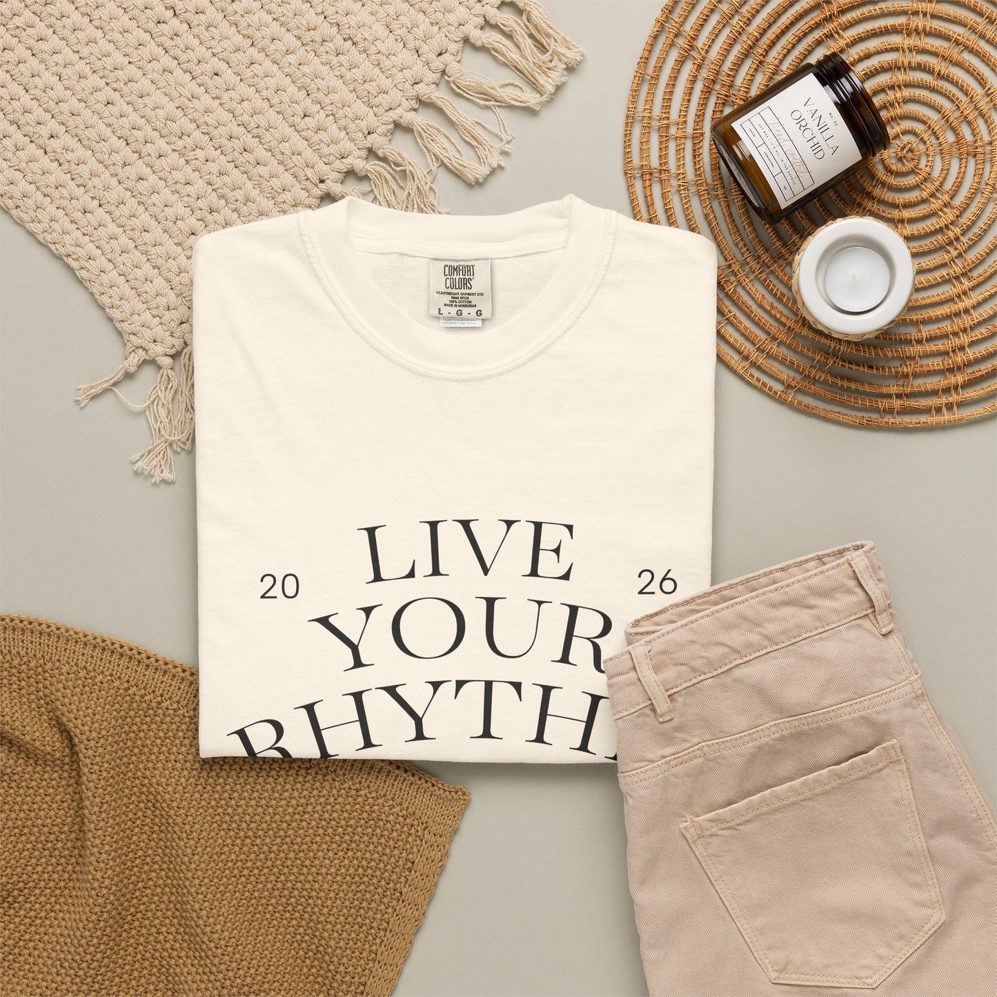 Live Your Rhythm T‑Shirt — Graphic Tee with Metronome Back Accent