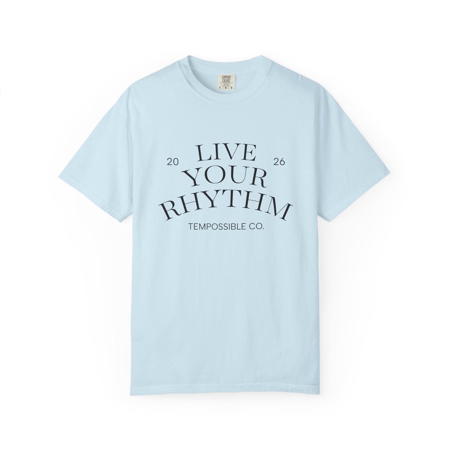 Live Your Rhythm T‑Shirt — Graphic Tee with Metronome Back Accent