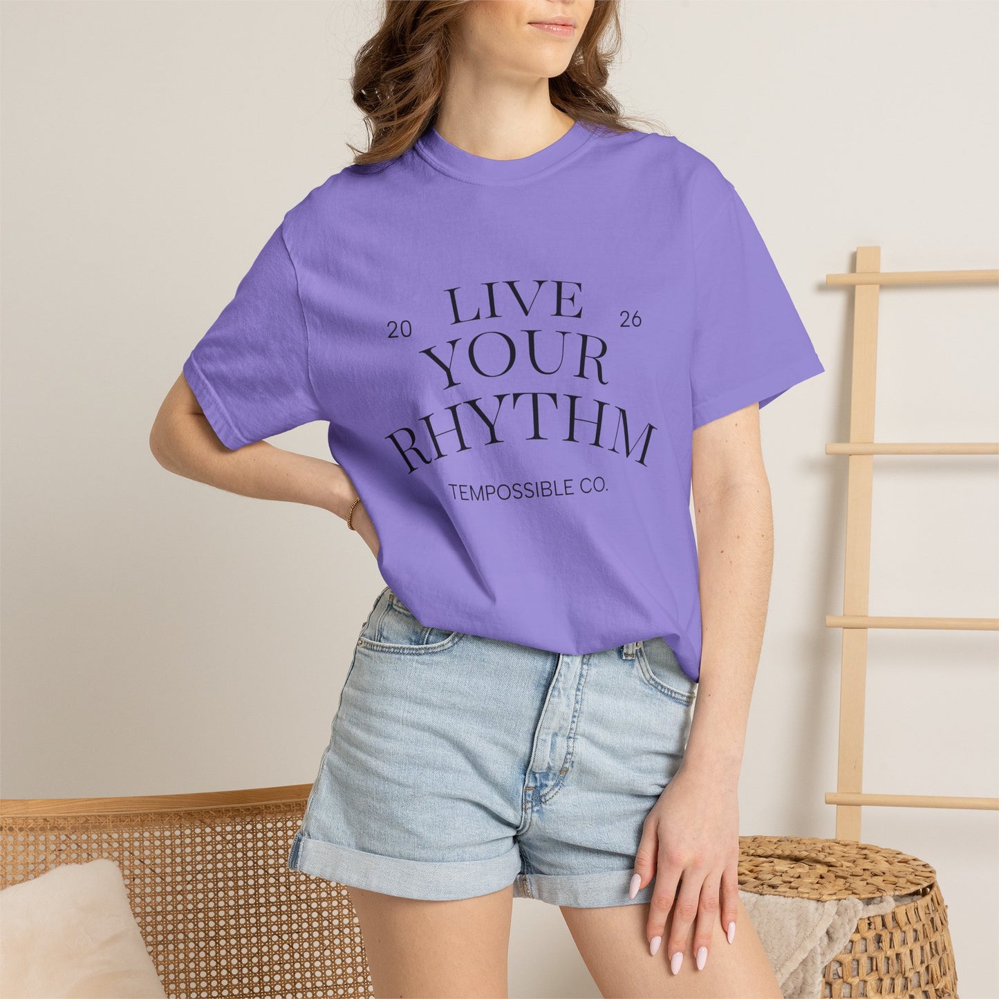 Live Your Rhythm T‑Shirt — Graphic Tee with Metronome Back Accent
