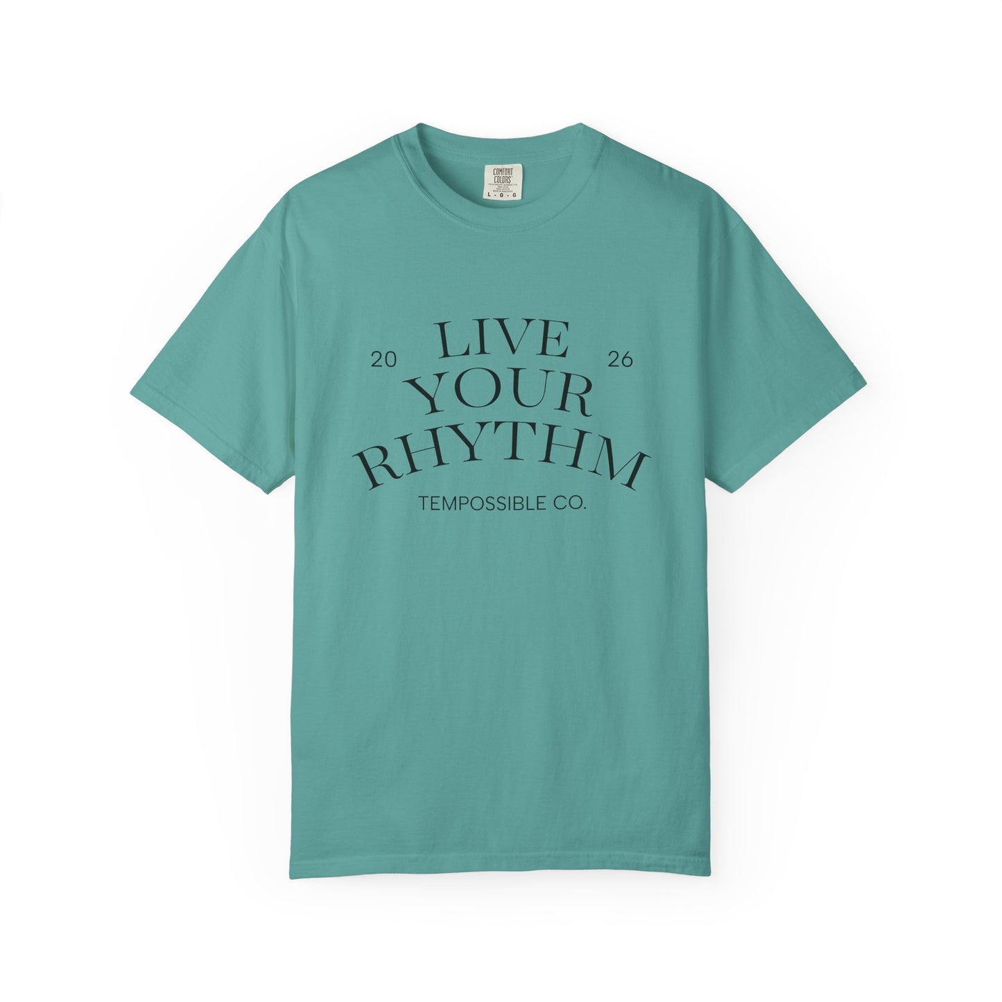 Live Your Rhythm T‑Shirt — Graphic Tee with Metronome Back Accent
