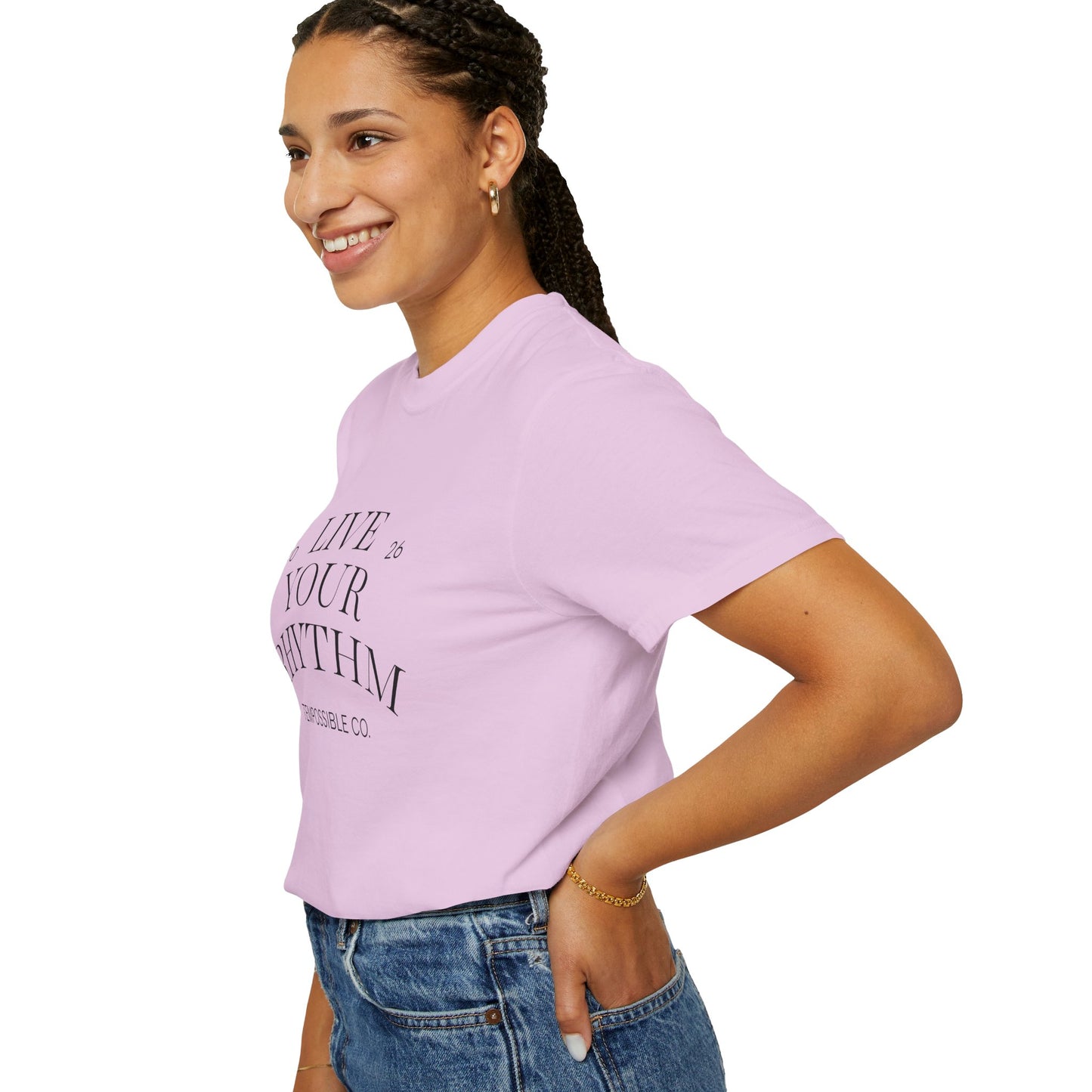 Live Your Rhythm T‑Shirt — Graphic Tee with Metronome Back Accent