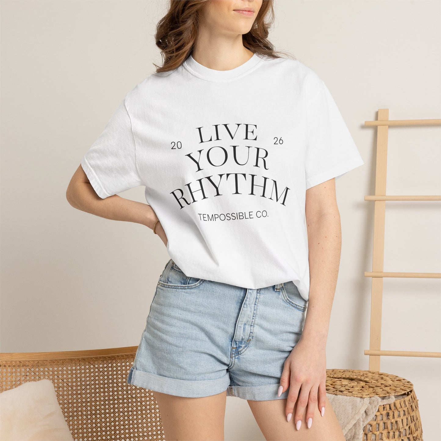 Live Your Rhythm T‑Shirt — Graphic Tee with Metronome Back Accent