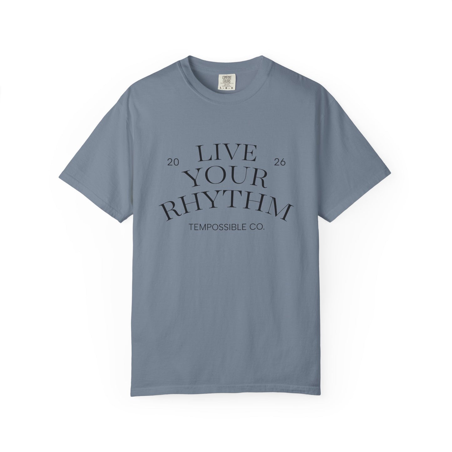 Live Your Rhythm T‑Shirt — Graphic Tee with Metronome Back Accent