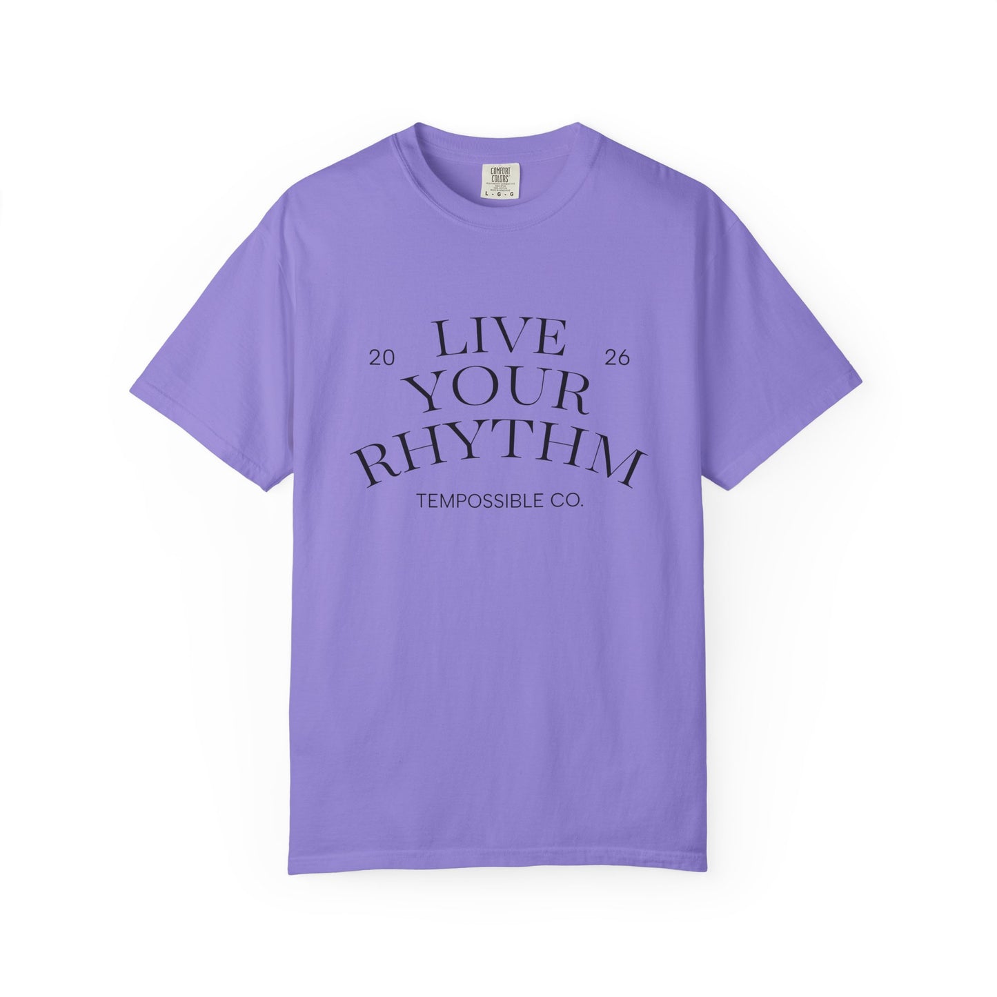 Live Your Rhythm T‑Shirt — Graphic Tee with Metronome Back Accent