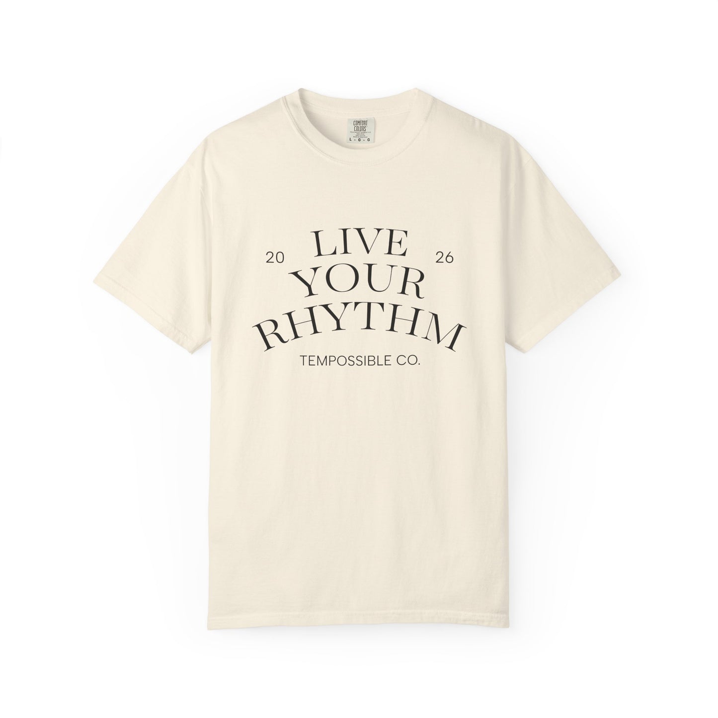Live Your Rhythm T‑Shirt — Graphic Tee with Metronome Back Accent